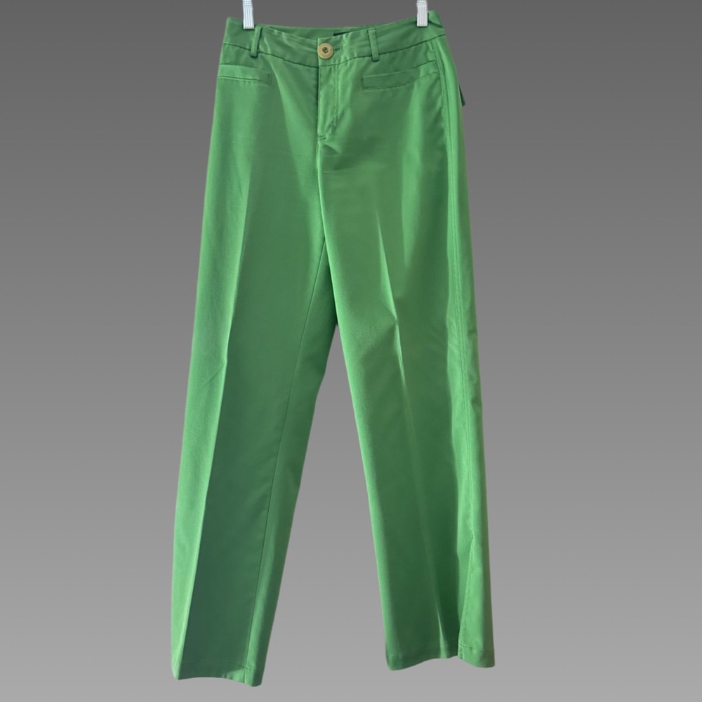 MetroStyle Green Pleated Stretch Trousers - Size 4‎